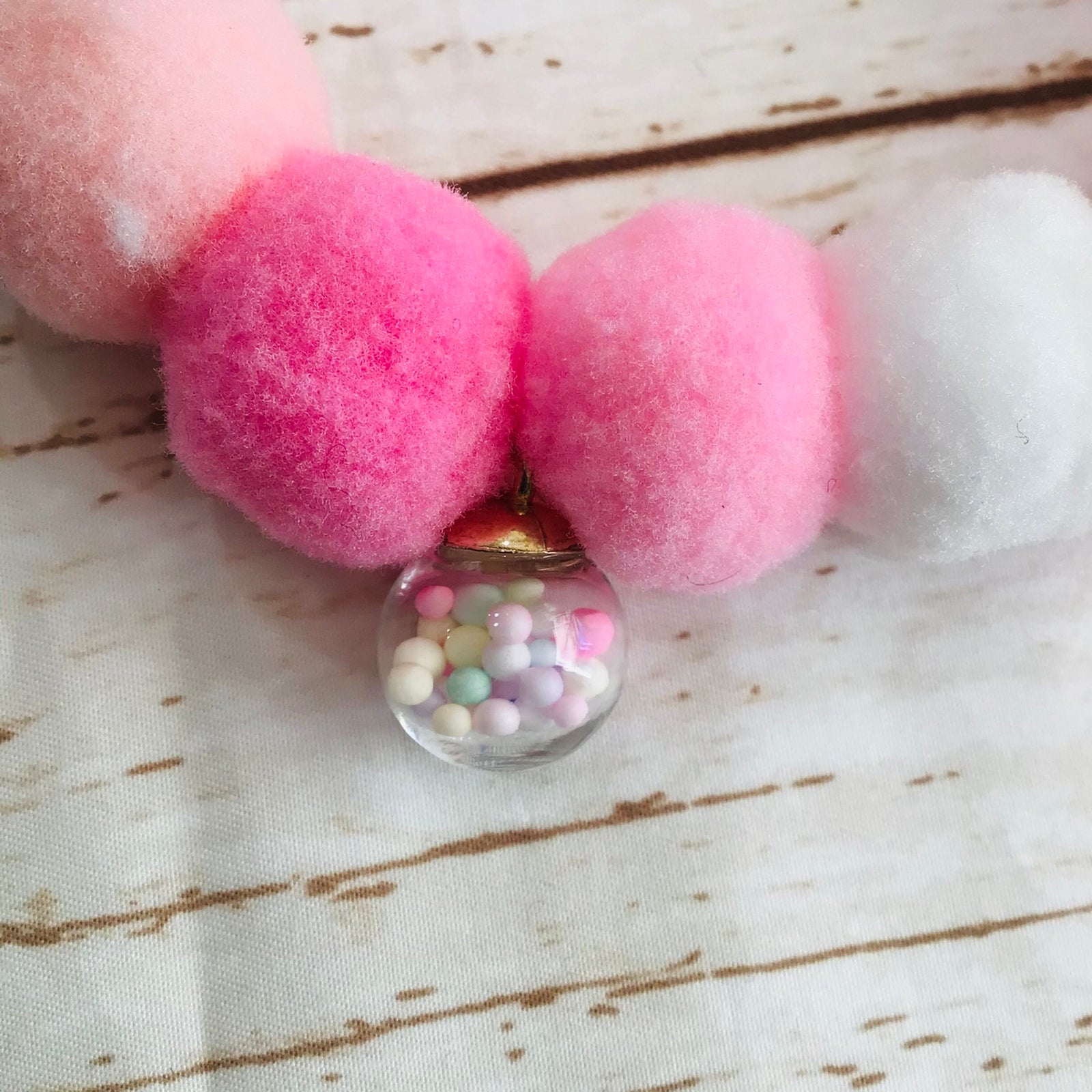 ウィズワン ボンボンチョーカー おすわりくまさん クリアボール ボールネックレス 手作り ハンドメイド 男の子 女の子 おしゃれ with WaN