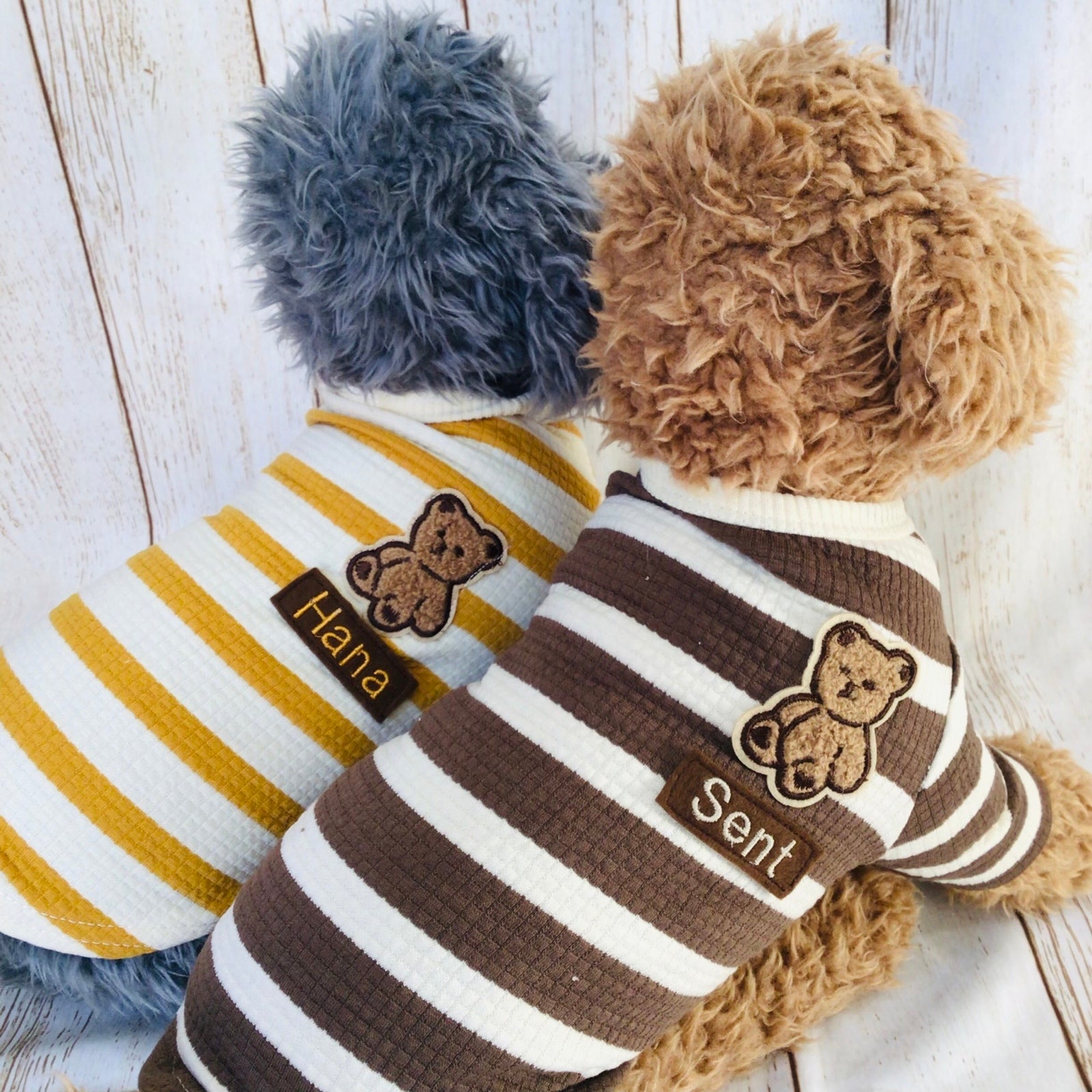 ウィズワン 愛犬のお名前入り ワッフルTシャツ うちの子 くま テディベア 犬服 男の子 女の子 おしゃれ with WaN