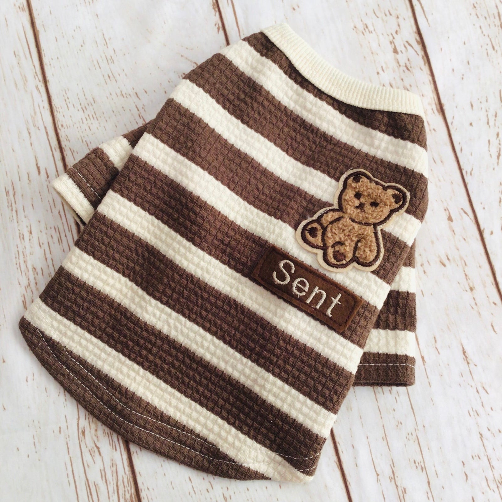 ウィズワン 愛犬のお名前入り ワッフルTシャツ うちの子 くま テディベア 犬服 男の子 女の子 おしゃれ with WaN