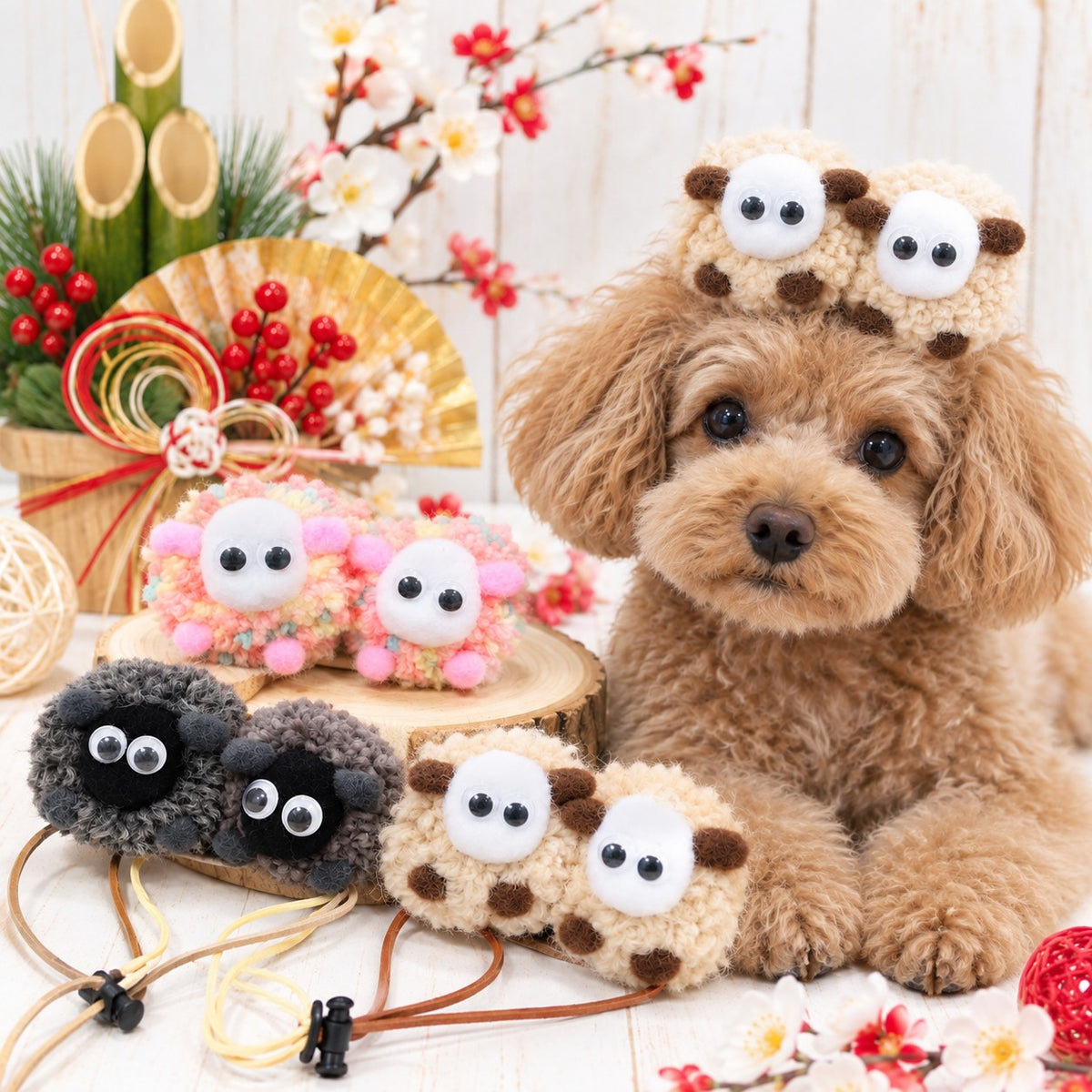 ウィズワン 干支 ひつじ カチューシャ ヒツジ 羊 ハンドメイド コスチューム アクセサリー イベント 犬 猫 男の子 女の子 おしゃれ with WaN メイン画像