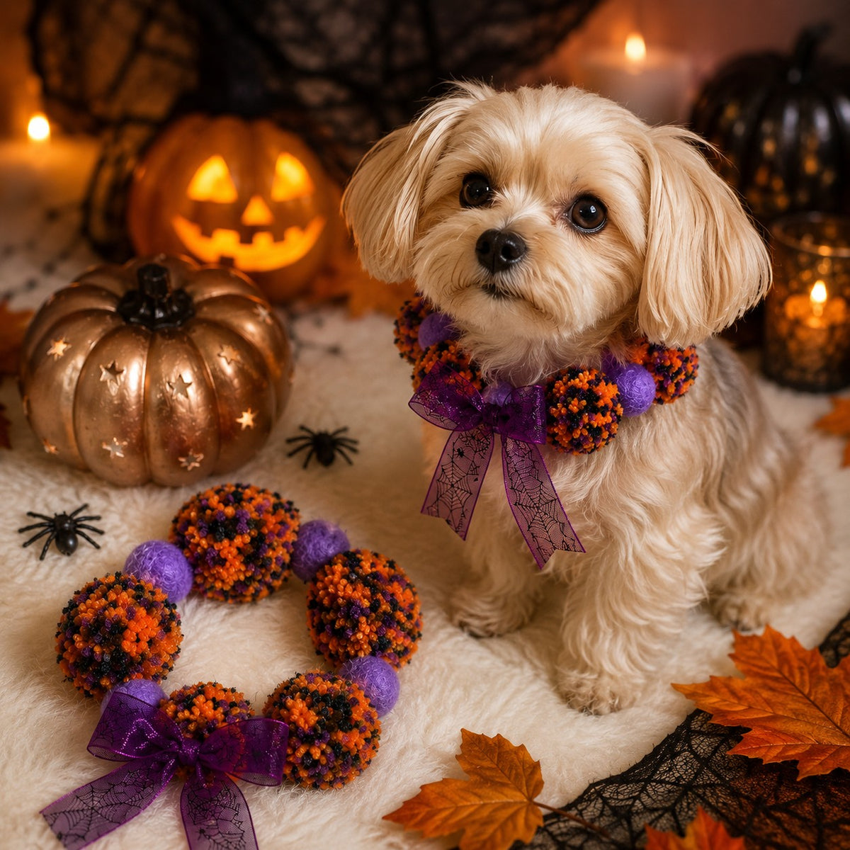 ウィズワン ハロウィン ぽんぽんチョーカー コスチューム ハンドメイド ハロウィーン アクセサリー イベント 犬 猫 男の子 女の子 おしゃれ with WaN メイン画像