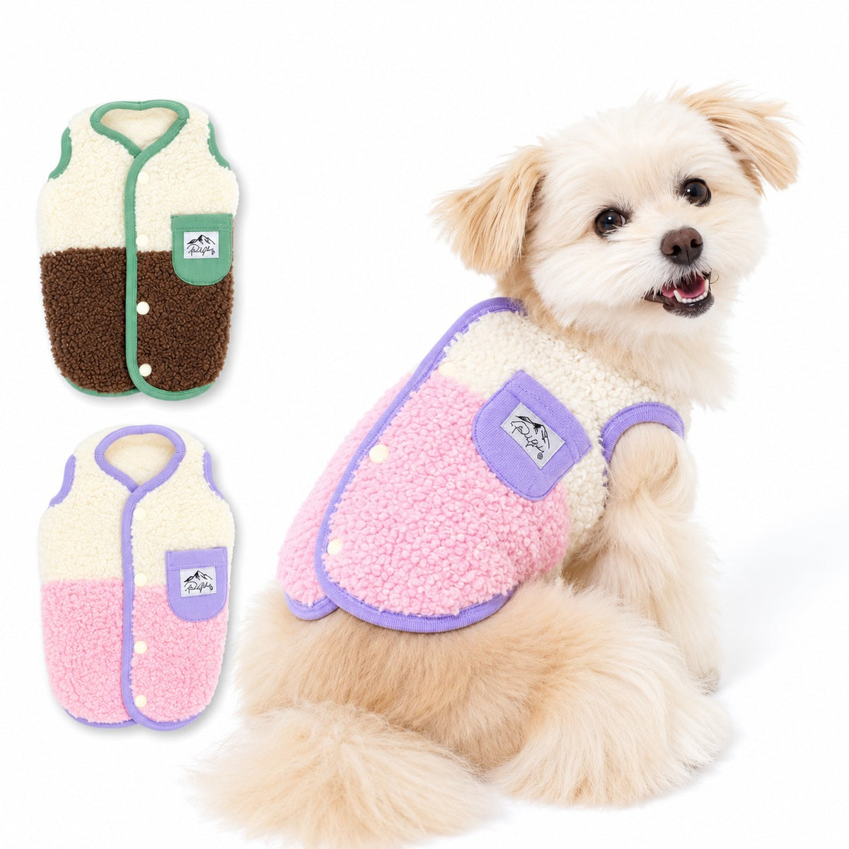 ピピ プードルボアベスト ドッグウェア 背中開き あたたかい 防寒 秋 冬 秋冬 着脱簡単 犬服 男の子 女の子 おしゃれ PIPI