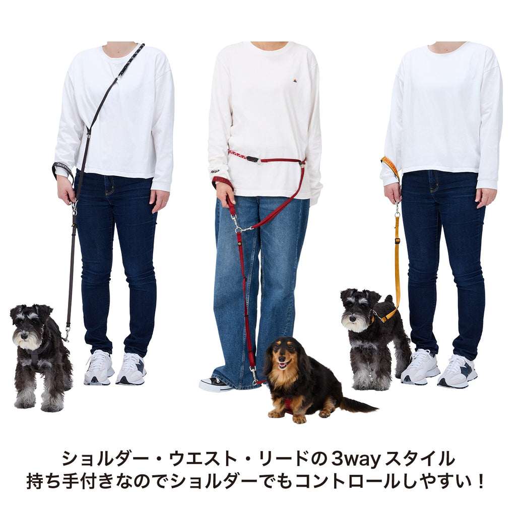 マンダリンブラザーズ リード ハンズフリーリーシュ ハンズフリーリード 手ぶら 3way おしゃれ 小型犬 中型犬 首輪 ハーネス シンプル 犬 男の子 女の子 おしゃれ MANDARINE BROTHERS